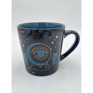 Cobwebs & Cauldrons Huge 20 oz. Mug Crystal Ball Eye Hands Stars Black Blue Gold